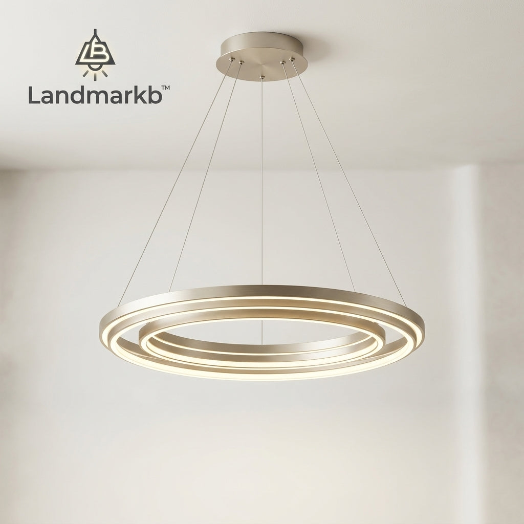 Landmarkb™ Suspended LED Ring Pendant Light — Modern Hanging Fixture for Dining & Living Spaces