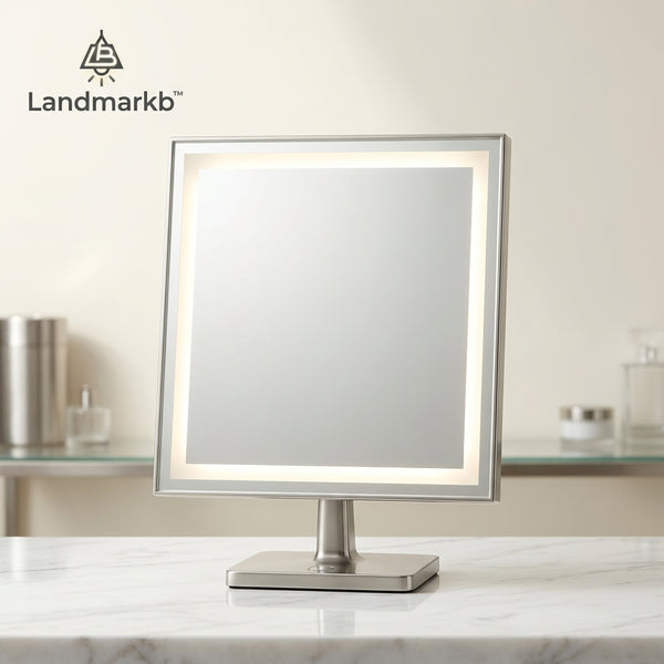 Landmarkb™ Illuminated Desktop Vanity Mirror — Lighted Mirror for Makeup Tables & Daily Grooming