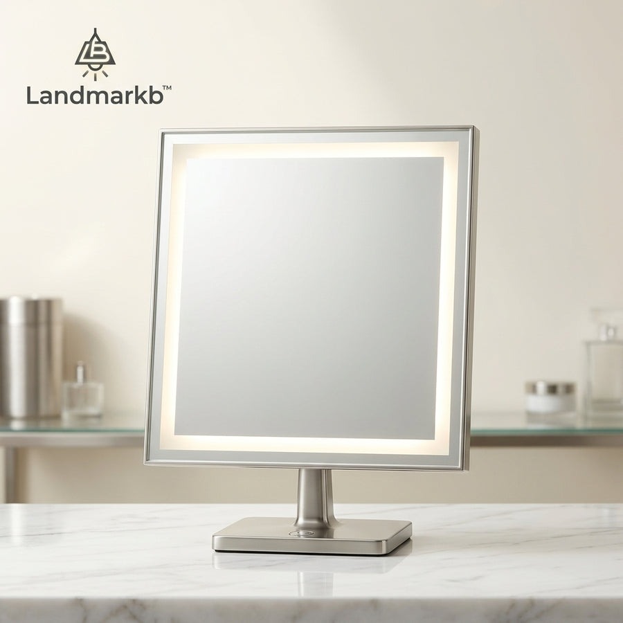 Landmarkb™ Illuminated Desktop Vanity Mirror — Lighted Mirror for Makeup Tables & Daily Grooming